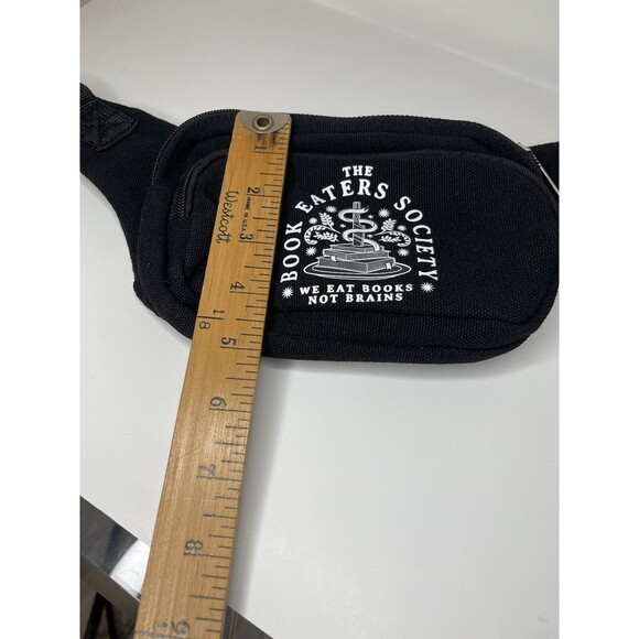 Fanny Pack Canvas Book Themed Adjustable Black " We Eat Books Not Brains" Unisex - Picture 6 of 6